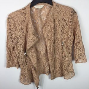 Anthropologie McGinn Lace Zip Up Jacket Blazer